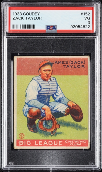 1933 Goudey Zack Taylor No. 152 PSA 3