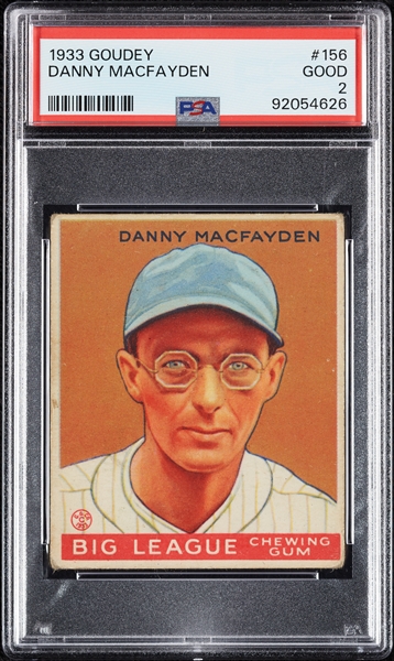 1933 Goudey Danny Macfayden No. 156 PSA 2