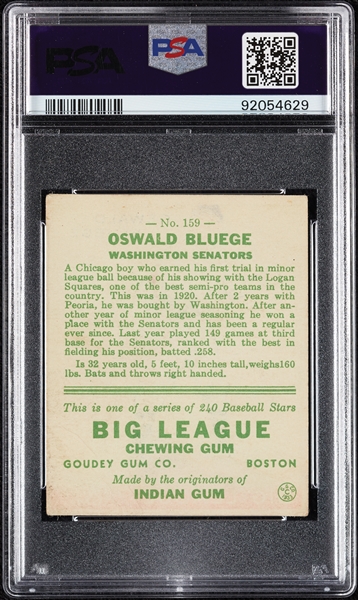 1933 Goudey Oswald Bluege No. 159 PSA 1.5