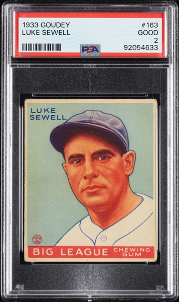 1933 Goudey Luke Sewell No. 163 PSA 2