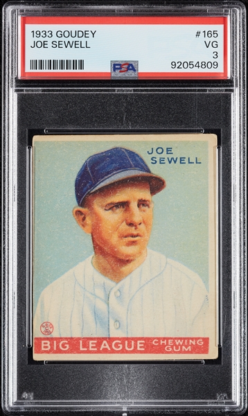 1933 Goudey Joe Sewell No. 165 PSA 3