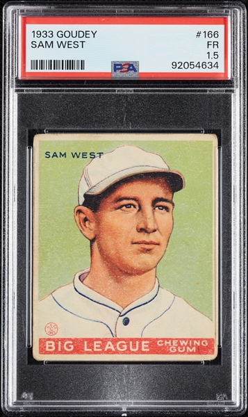 1933 Goudey Sam West No. 166 PSA 1.5