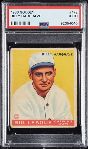 1933 Goudey Billy Hargrave No. 172 PSA 2