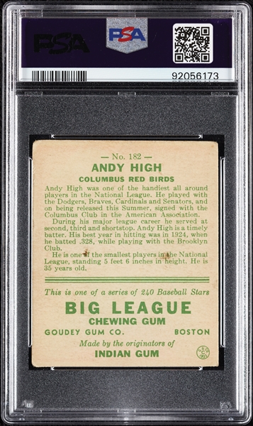 1933 Goudey Andy High No. 182 PSA 1.5