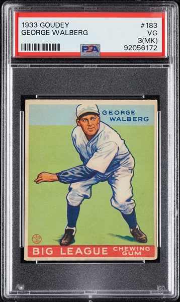 1933 Goudey George Walberg No. 183 PSA 3 (MK)