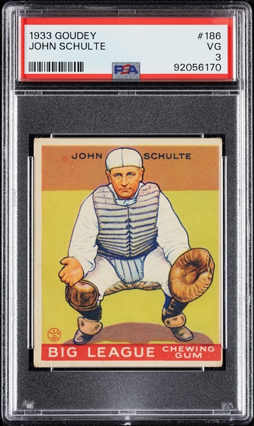 1933 Goudey John Schulte No. 186 PSA 3