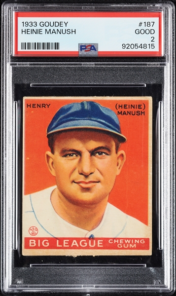 1933 Goudey Heinie Manush No. 187 PSA 2