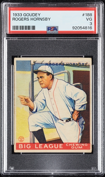 1933 Goudey Rogers Hornsby No. 188 PSA 3