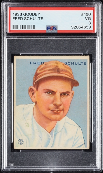 1933 Goudey Fred Schulte No. 190 PSA 3