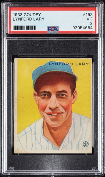 1933 Goudey Lynford Lary No. 193 PSA 3