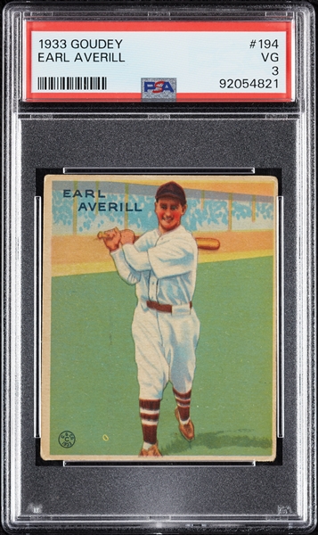 1933 Goudey Earl Averill No. 194 PSA 3