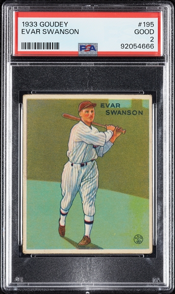 1933 Goudey Evar Swanson No. 195 PSA 2