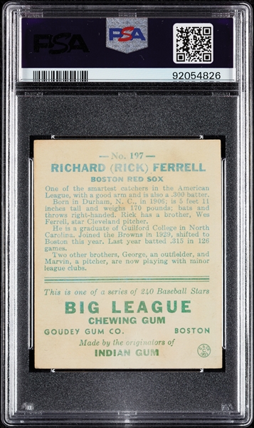 1933 Goudey Rick Ferrell No. 197 PSA 2