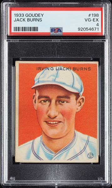 1933 Goudey Jack Burns No. 198 PSA 4