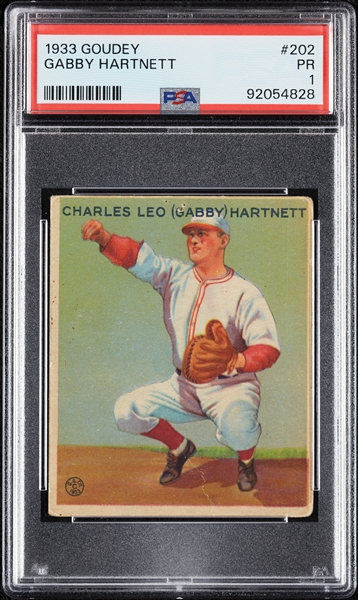 1933 Goudey Gabby Hartnett No. 202 PSA 1