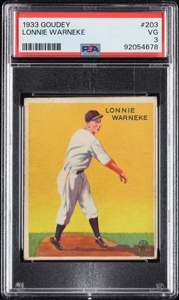 1933 Goudey Lonnie Warneke No. 203 PSA 3