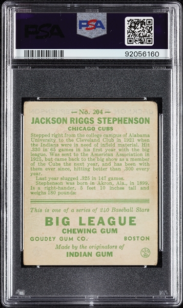 1933 Goudey Jackson Stephenson No. 204 PSA 3