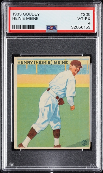 1933 Goudey Heinie Meine No. 205 PSA 4