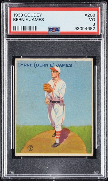 1933 Goudey Bernie James No. 208 PSA 3