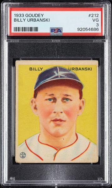 1933 Goudey Billy Urbanski No. 212 PSA 3