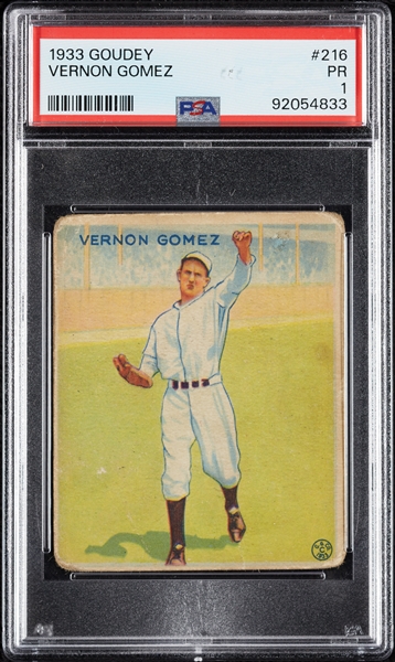 1933 Goudey Vernon Gomez No. 216 PSA 1