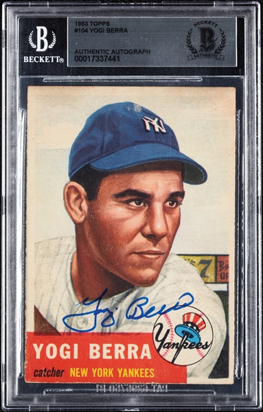 Yogi Berra Signed 1953 Topps No. 104 (BAS)