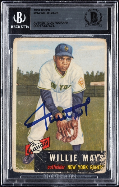 Willie Mays Signed 1953 Topps No. 244 (BAS)