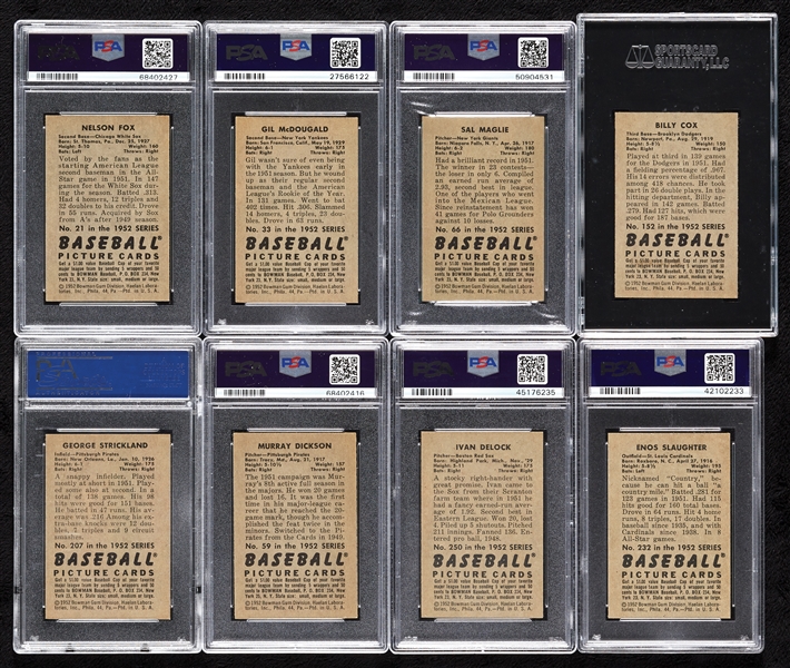 1952 Bowman Baseball High-Grade Partial Set, 9 HOFers, 20 Highs (137/252)