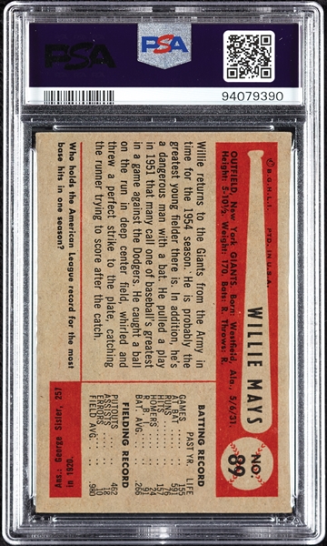 1954 Bowman Willie Mays No. 89 PSA 5.5