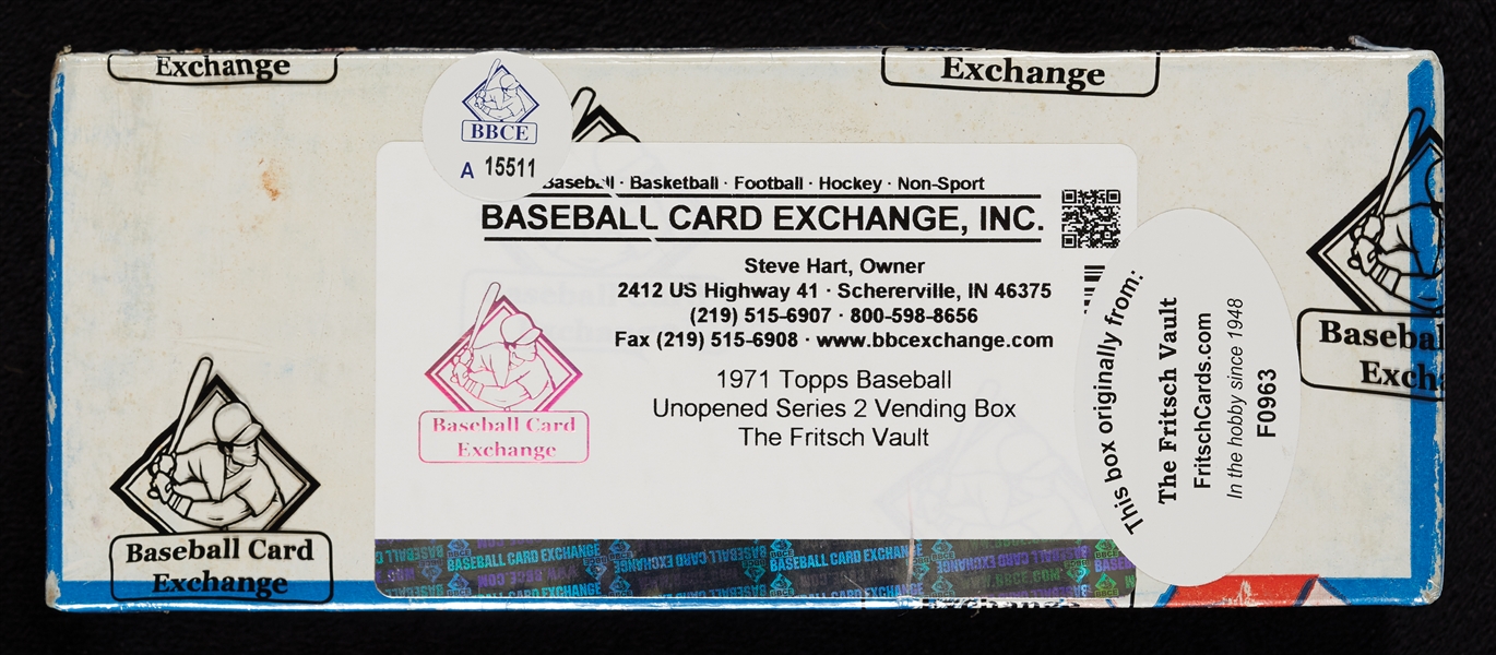 1971 Topps Baseball 2nd Series Vending Box (500) (Fritsch/BBCE)