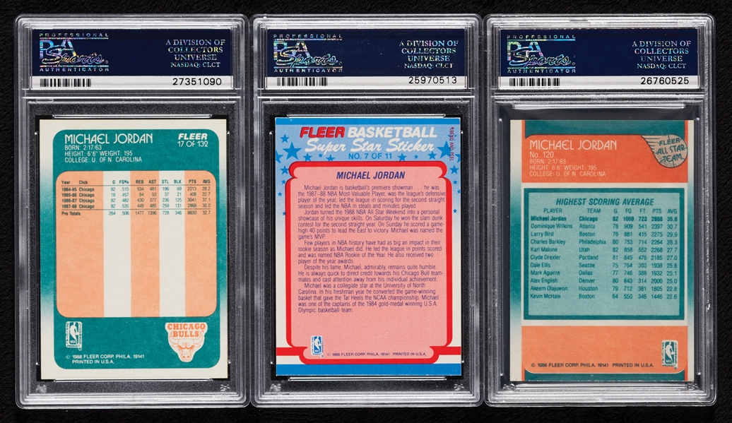 1988 Fleer Basketball Complete PSA 8 & PSA 9 Graded Set with Stickers (143)