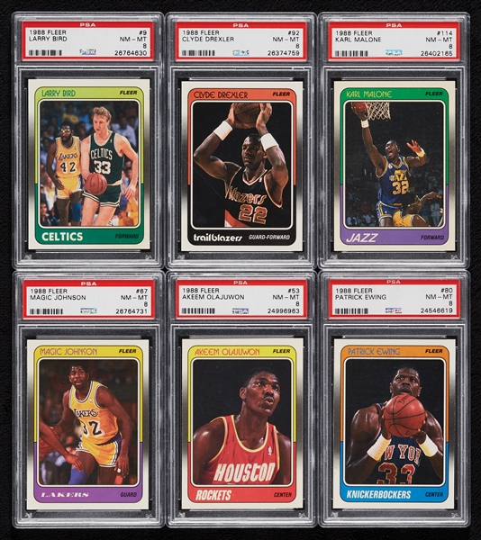 1988 Fleer Basketball Complete PSA 8 & PSA 9 Graded Set with Stickers (143)