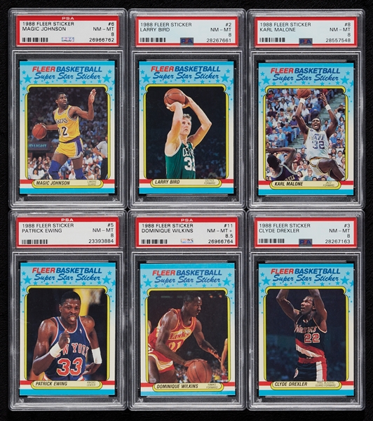 1988 Fleer Basketball Complete PSA 8 & PSA 9 Graded Set with Stickers (143)