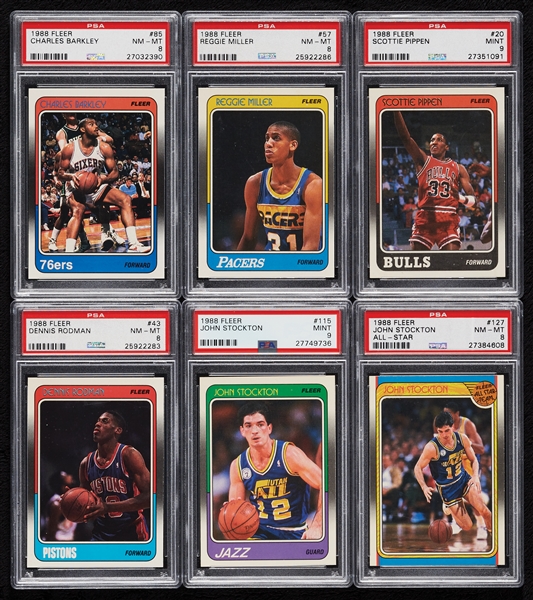 1988 Fleer Basketball Complete PSA 8 & PSA 9 Graded Set with Stickers (143)