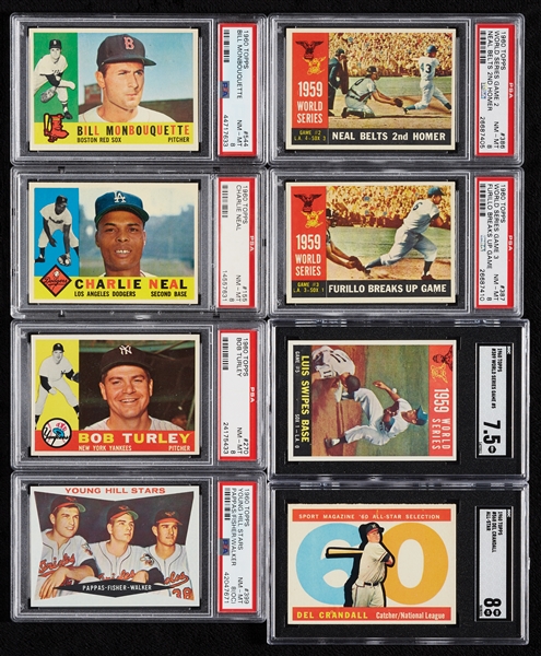 1960 Topps Baseball All PSA 8 Group, Four High Nos. (26)