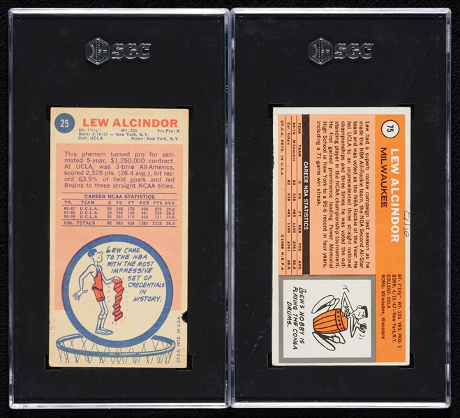 1969 & 1970 Topps Kareem Abdul-Jabbar RC & 2nd Year SGC 1 Graded Tall Boys Pair (2)