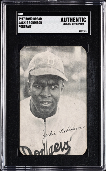 1947 Bond Bread Jackie Robinson Portrait SGC Authentic