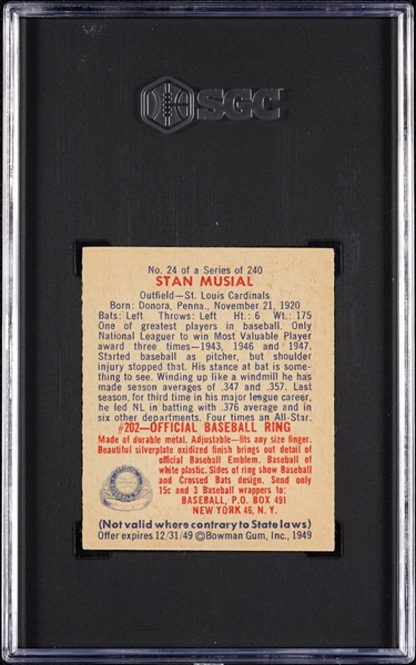 1949 Bowman Stan Musial No. 24 SGC 4.5