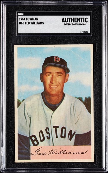 1954 Bowman Ted Williams No. 66 SGC Authentic