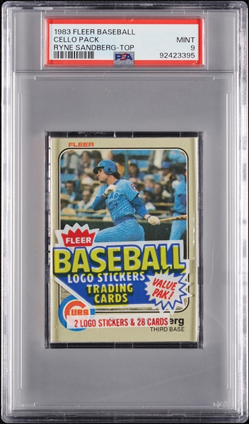 1983 Fleer Baseball Cello Pack - Ryne Sandberg Top (Graded PSA 9)