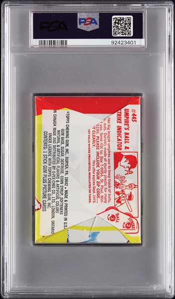 1973 Topps Baseball 4th Series Wax Pack - Gaylord Perry Back (Graded PSA 7)