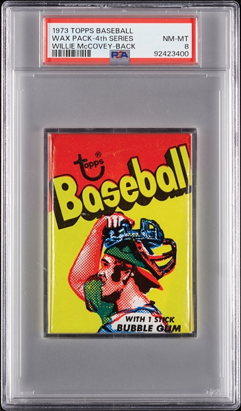 1973 Topps Baseball 4th Series Wax Pack - Willie McCovey Back (Graded PSA 8)