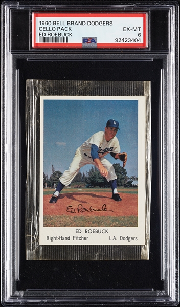 1960 Bell Brand Dodgers Cello Pack - Ed Roebuck (Graded PSA 6)