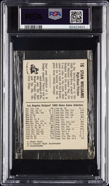 1960 Bell Brand Dodgers Cello Pack - Stan Williams (Graded PSA 7)