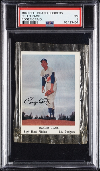 1960 Bell Brand Dodgers Cello Pack - Roger Craig (Graded PSA 7)