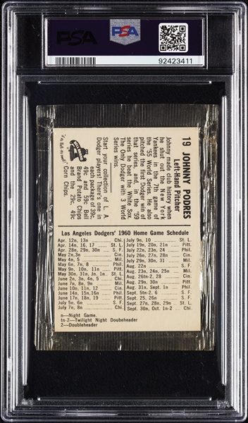 1960 Bell Brand Dodgers Cello Pack - Johnny Podres (Graded PSA 7)