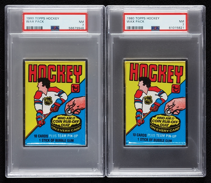 1980 Topps Hockey Wax Pack Pair (Graded PSA 7) (2)