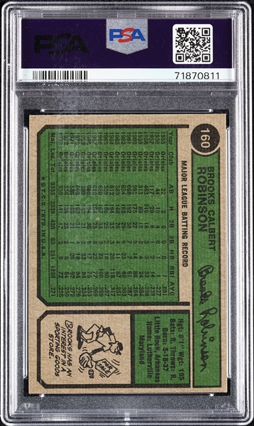 1974 Topps Brooks Robinson No. 160 PSA 8.5