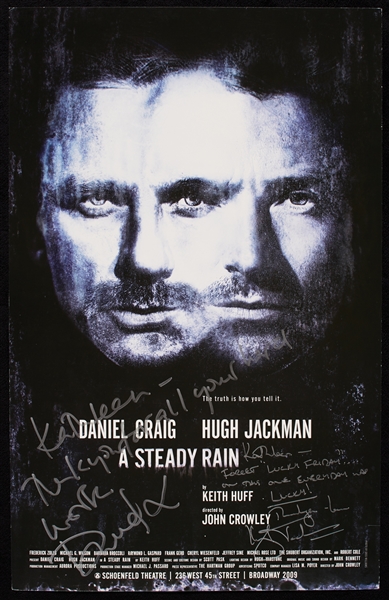 Daniel Craig & Hugh Jackman Signed A Steady Rain Window Card