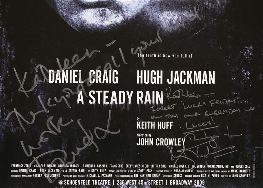 Daniel Craig & Hugh Jackman Signed A Steady Rain Window Card